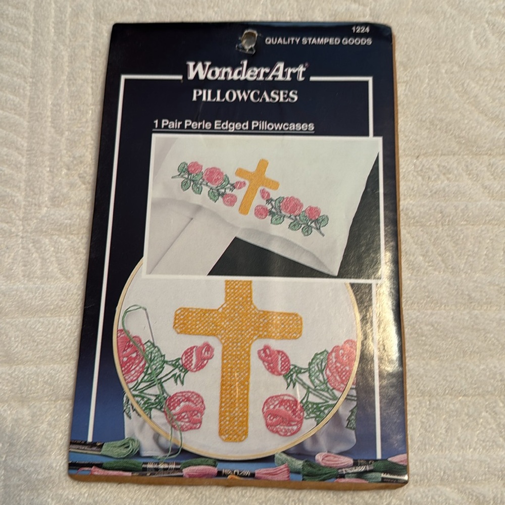 wonder art Stamp pillowcase for Crosstitch Design Cross And Roses pair
